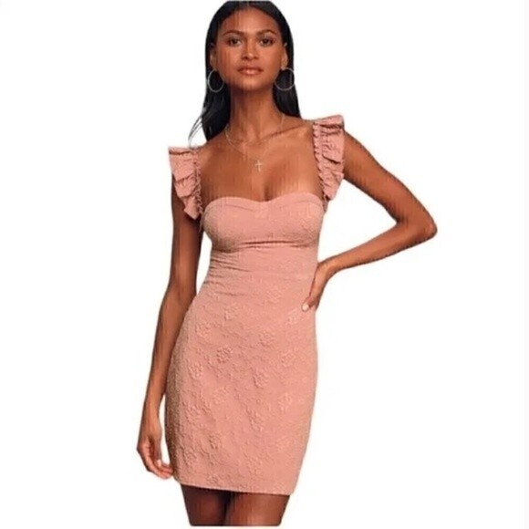 NWT Lulu's Butterfly Kisses Mauve Pink Jacquard Sleeveless Mini Dress - Picture 1 of 3